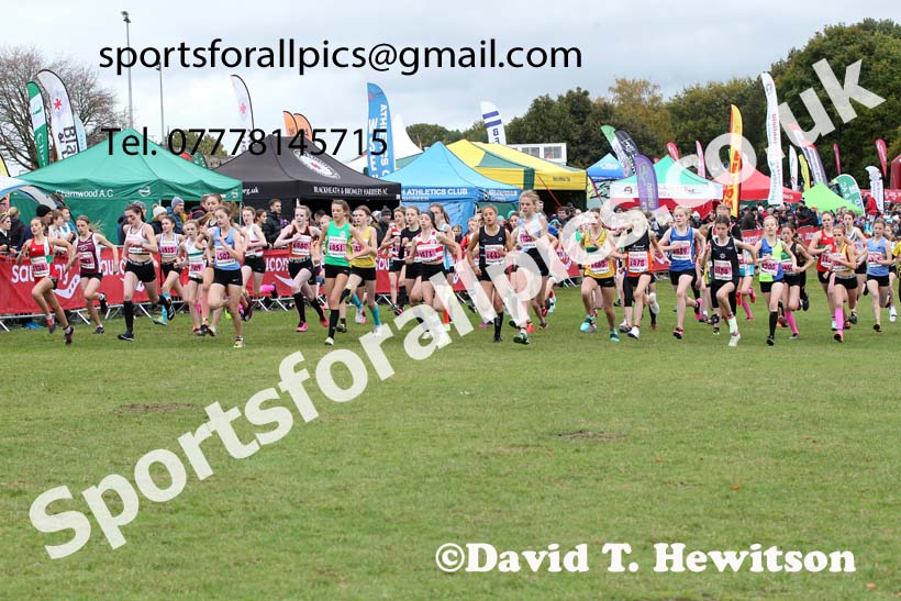Girls under-13s 2021 National Cross Country Relays, Berry Hill Park, Mansfield. Photo: David T. Hewitson/Sports for All Pics